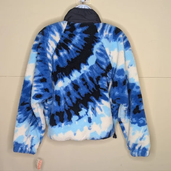 NWT Free People Movement Rocky Ridge Pullover Tie Dye Blue Sherpa - Picture 10 of 11